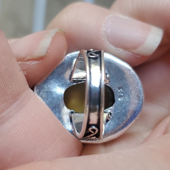 New Triplet Opal Antique Design 925 Silver Statement Ring. - Picture 10 of 14